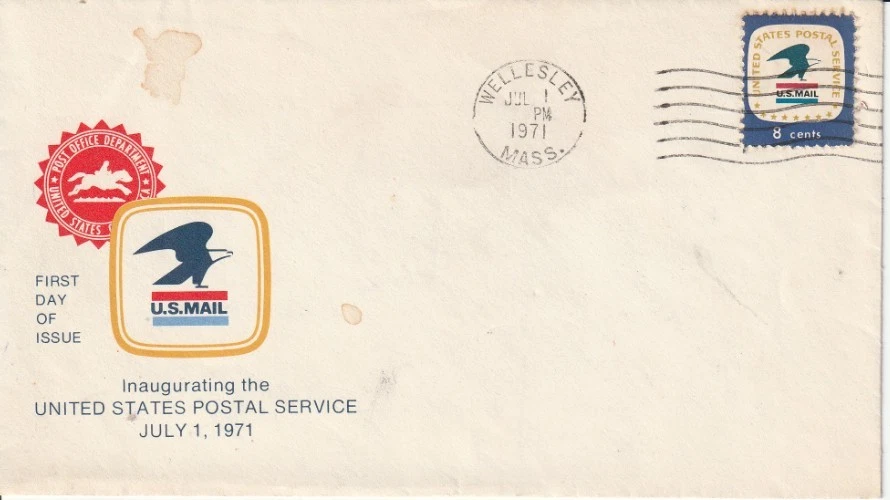 1396 8 cent Postal Service 7-1-71 FDC First Day Wellesley Massachusetts - Image 1 of 1