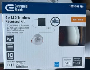 Commercial Electric 4 in Integrated Trimless LED Round Canless Recessed Light - Picture 1 of 5