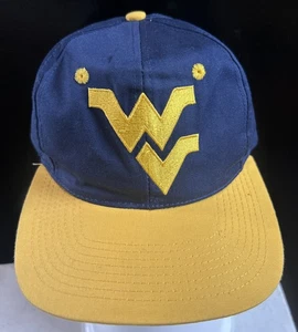 Vintage WVU West Virginia Universitry Hat Blue Gold Front Row Snapback Cap - Picture 1 of 6