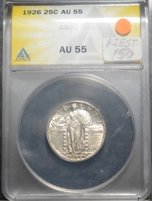 1926 STANDING LIBERTY SILVER QUARTER ANACS AU55 BLAZER - Image 1 of 4