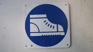 CARTELLO D'OBBLIGO IN ALLUMINIO PITTOGRAMMA -INDOSSARE CALZATURE DI SICUREZZA - Picture 1 of 2