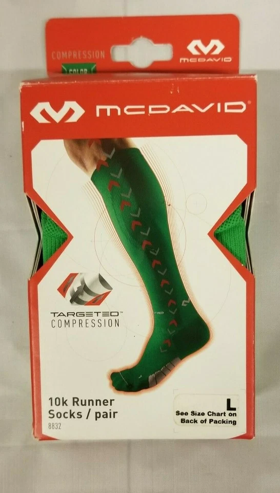 McDavid 10K Runner Targeted Compression Socks 8832, Green, Large - Image 1 of 1