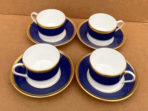 Lote de 4 juegos de tazas y platillos planos Coalport Bone China ATHLONE AZUL - Excelente estado - Imagen 1 de 1