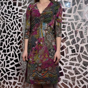 Vestido ETRO Milano Viscosa Floral Patrón Geométrico Italia Talla 40 - Imagen 1 de 8