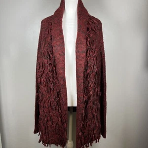 Vintage American Blues Naven Strickjacke Pullover Boho Fransen Gr. XL rot schwarz - Bild 1 von 9