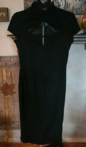 Asos Cap Sleeve Body Con Mini Dress With V Mesh Neck Insert Size 8 - Picture 1 of 3