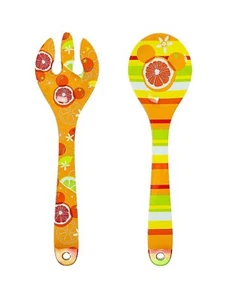 Disney Parks Citrus Mickey Mouse Melamine Serving Utensils Fork Spoon - Picture 1 of 1