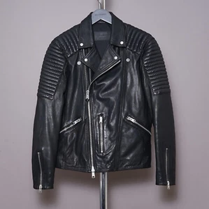 ALL SAINTS Leather Jacket EXTRA SMALL Mens Black XS Biker Bomber Grail ESTELLO - Picture 1 of 24