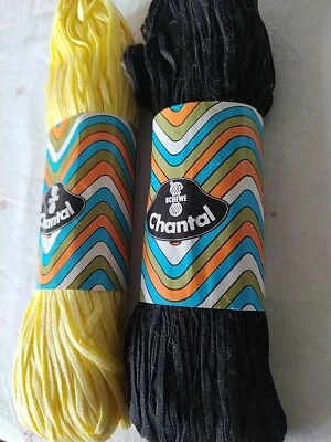 2x Vintage Schewe, Garn Wolle Bändchengarn gelb & schwarz, 100% Baumwolle  - Bild 1 von 4