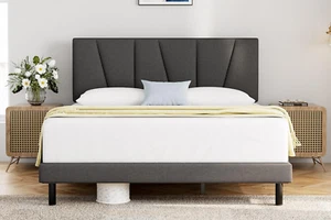Letto Imbottito 120 X 200 Cm, Struttura Letto Singolo, Letto Matrimoniale Con Re - Foto 1 di 6
