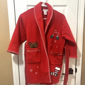 Vintage Gymboree 90s Christmas Winter Bath Robe Kids M/L Stocking, Bear Fleece - Picture 1 of 8