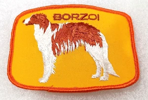Patch giacca vintage Borzoi razza cane Kennel Show nuova NOS anni 70 - Foto 1 di 3