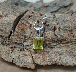 Colgante de cuarzo limón natural de plata de ley 925 hecho a mano joyería P-342 - Imagen 1 de 11