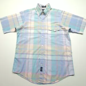 VTG Gant Mens Shirt Medium Blue Green Pink Authentic Indian Madras Light Plaid M - Picture 1 of 22
