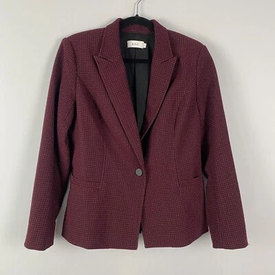 ALC Blazer Size 10 Maroon Red White Pin Dot One Button Jacket - Image 1 of 4