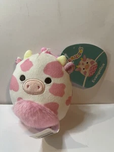 Squishmallow Evangelica 3.5” Valentines Clip Cow 2023 Stuffed Plush NWT - Picture 1 of 2