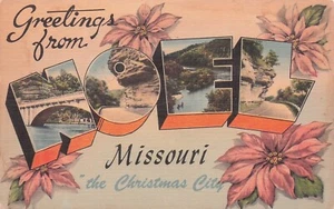 NOEL MISSOURI "GREETINGS FROM" XMAS CARD LINEN POSTCARD - Picture 1 of 2