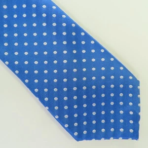 Lauren Ralph Lauren Silk Tie Mens Blue White Polka Dot 3.25" 60" Handmade - Picture 1 of 6