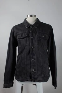 Obey Denim Trucker Jacket XXL 2XL Fist New World Order Rebel Black Washed - Picture 1 of 13