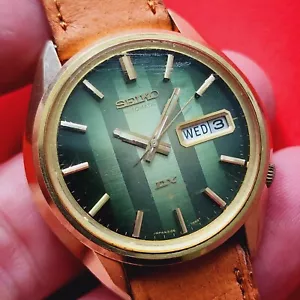 Seiko Automatic DX Watch 1974 Green Dial Rare Gold Case 6106-7629 Vintage Mens - Picture 1 of 12