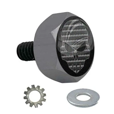 Gris Gunmetal - Perno de asiento hexagonal de aluminio Billet para Harley - Carbon Punish Skull B Foto 1 de 4