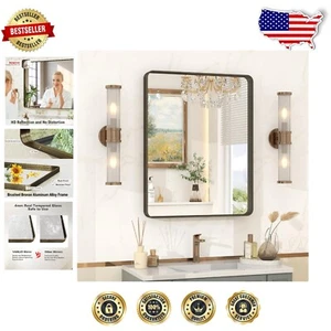 Versatile 30x22 Inch Bronze Framed Mirror - Rustproof & Shatterproof Glass - Picture 1 of 9