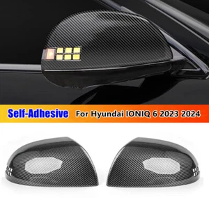 ABS Carbon Fiber Rearview Side Mirror Cover Caps For Hyundai IONIQ 6 2023 2024 - Picture 1 of 10