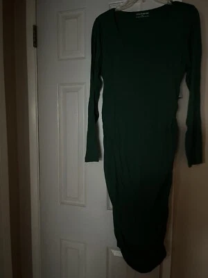 A PEA IN THE POD Womens Size Large Long Sleeve Green Ruched Maternity Dress - Image 1 of 4