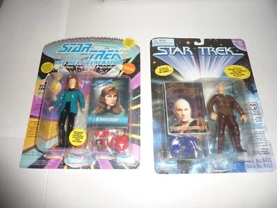 Lote de 2 figuras de acción Playmates Star Trek 1995 The Next Generation Picard Crusher Foto 1 de 4