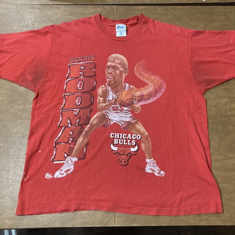 Thrashed Vintage Dennis Rodman shirt Chicago Bulls caricature NBA pro player XL Cover