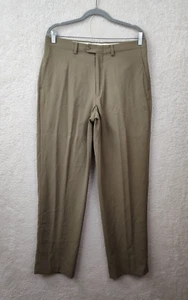 Claiborne Men Dress Pants 34x32 Beige Polyester Flat Front Straight Fit Ankle - Picture 1 of 22
