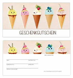 Geschenkgutschein Gutscheine Eiscafés Eisdielen Eis Cafeteria Gutscheinkarten - Bild 1 von 4