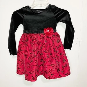 George Girls Sz 5 Party Dress Velvet Tulle Crinoline Sparkle Red Black - Picture 1 of 8