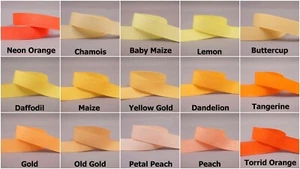 5yds~~22mm Yellow Gold Daffodil Peach Orange Grosgrain Ribbon 15 COLOURS U PICK - Picture 1 of 21