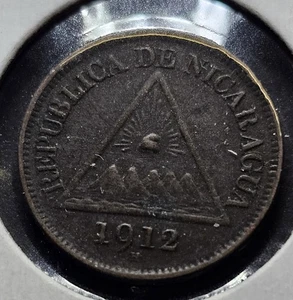 Nicaragua 1912 H Heaton Mint 1/2 Medio Centavo  High Condition Coin - Picture 1 of 8