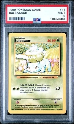 1999 POKEMON GAME #44 BULBASAUR PSA 9 MINT BASE SET UNLIMITED - Image 1 of 2