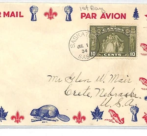 CANADA FDC 1934 Empire Loyalists Saskatoon USA NE Crete {samwells-covers}XJ281 - Picture 1 of 12
