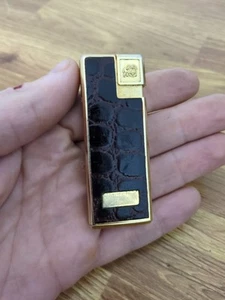 Vintage Rare Colibri Tortoise Shell Leather & Gold Plated Push Lighter GWO - Picture 1 of 6