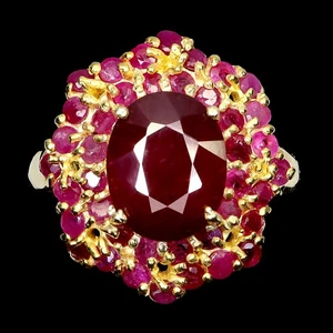 925 Sterling Silver Ring Oval Ruby 11x9mm Natural Gemstone Jewelry Size 7 - Picture 1 of 14
