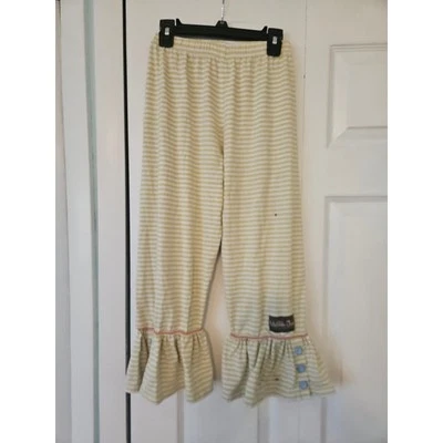 Pantalones Matilda Jane Talla 8 Niñas Verde Blanco Rayas Biblioteca Libro Volantes Foto 1 de 4