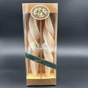 Vintage Beeswax Designs Handmade Spiral Taper Candles Holly - Picture 1 of 11