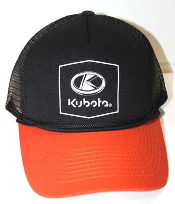 Kubota Mesh Trucker Baseball Snap Hat Cap Adjustable Orange Black Embroidered - Image 1 of 4