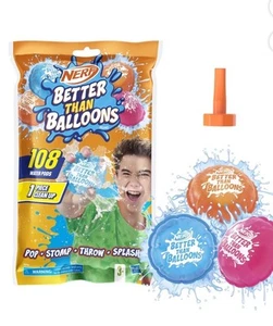 Juguetes de agua NERF Better Than Balloons, 108 cápsulas, fácil limpieza de 1 pieza - Imagen 1 de 9