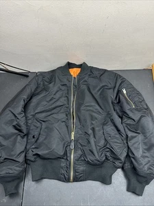 Alpha Industries Herren MA-1 Bomberjacke Schwarz Nylon Größe Large Hergestellt in den USA - Bild 1 von 7