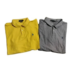 US Polo Assn Shirt Lot of 2 PerformanPique Mens 2XL Yellow/Gray Short Sleeve - Picture 1 of 11