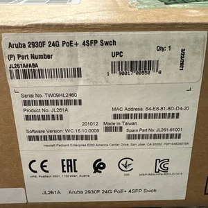 HP Aruba 2930F 24G PoE+ 4SFP Rack-Mountable 1U Switch JL261A - Picture 1 of 2