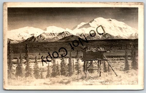 Rppc Anchorage Alaska Mt Mckinley, Real Photo Food Catch Cabin Postcard - Picture 1 of 2