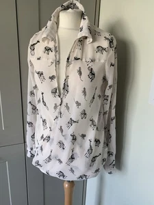 Fun & Flirt Beige Patterned Blouse M - Picture 1 of 9