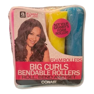CONAIR Jumbo Foam Rollers Confezione da 8 ricci grandi colorati NUOVI - Foto 1 di 1