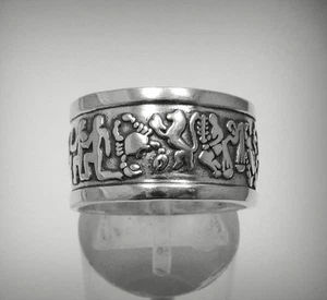 Bague zodiaque en argent sterling véritable massif poinçonné 925 fait à la main - Picture 1 of 5